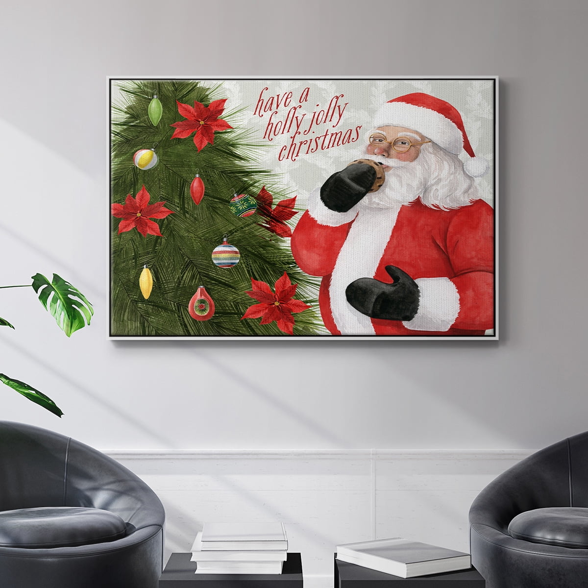 Arose Such a Clatter Collection A - Framed Gallery Wrapped Holiday Canvas - 27 x 41 - White Frame