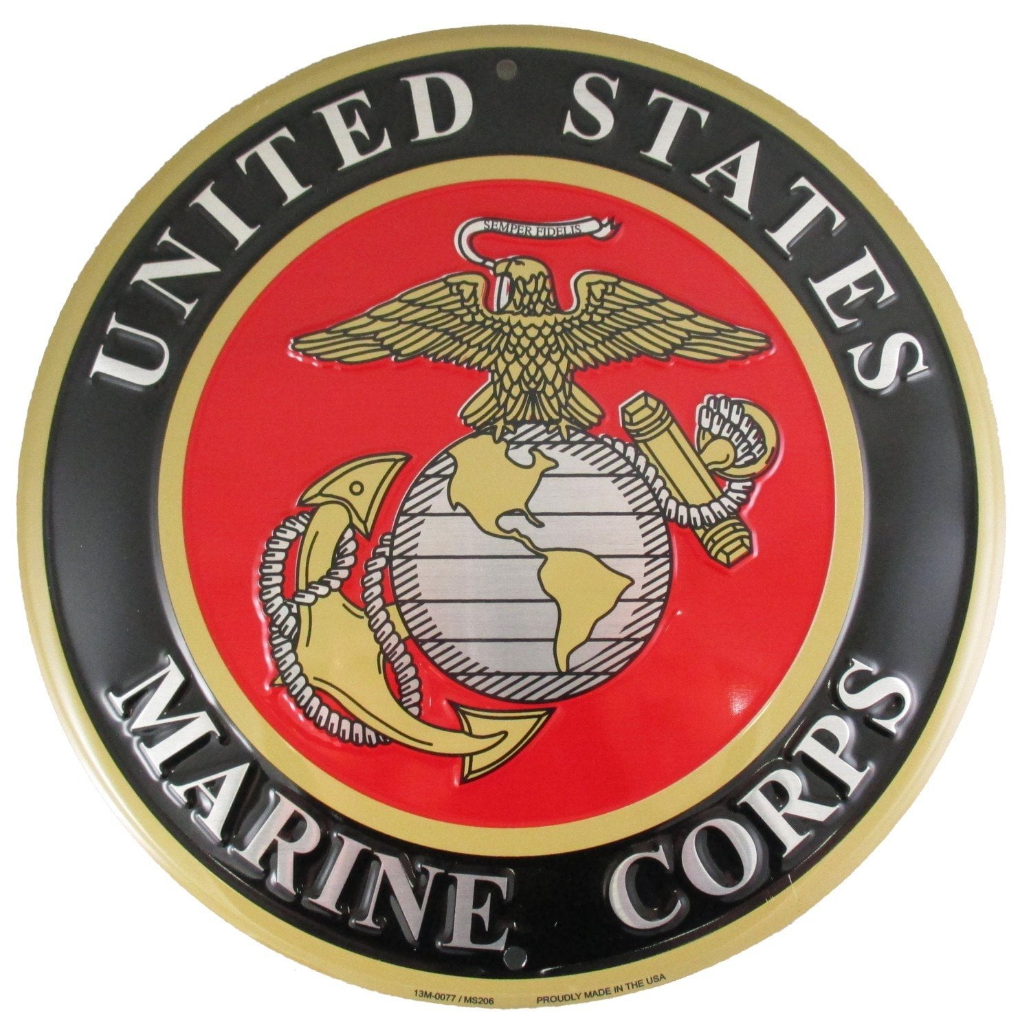 US Marine Corps License Plate USMC Marines Round emblem 6 x 12 inches 