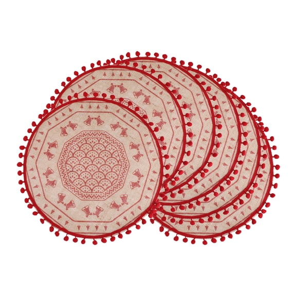 Unique Bargains Set of 6 Round Farmhouse Placemats for Dining Table Decor Pattern