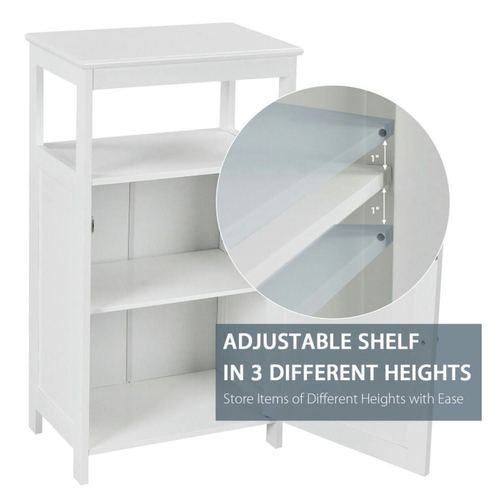 Finihen Bathroom Storage Cabinet, Bathroom Floor Cabinet, Bathroom Floor Cabinet with Adjustable Shelf, for Bathroom, Living Room, Bedroom, Kitchen, White Finihen Bathroom Storage Cabinet, Bathroom Floor Cabinet, Bathroom Floor Cabinet with Adjustable Shelf, for Bathroom, Living Room, Bedroom, Kitchen, White