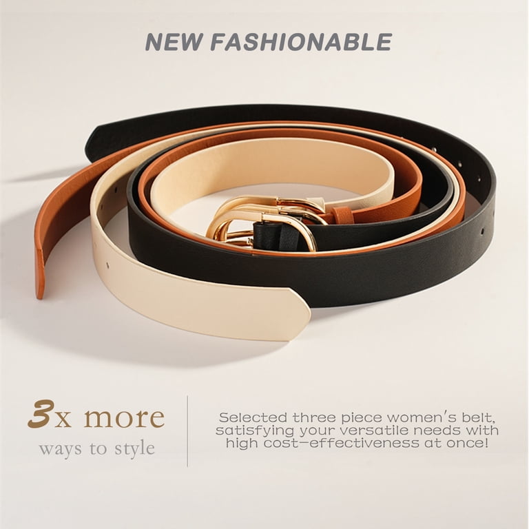 REDESS Belts for Women with Fashion Gold Buckle Leather 