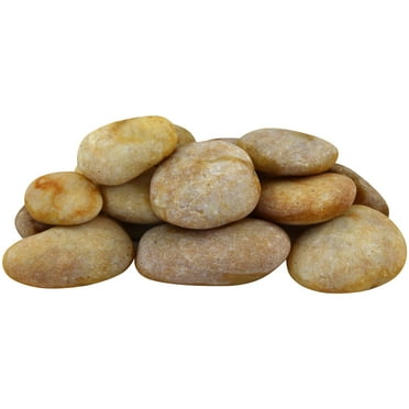 Rainforest,Outdoor Decorative Stone, River Pebbles, Yellow, 2-3", 30lbs.