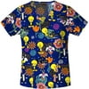 Looney Toons Friends Forever V-Neck Scrub Top