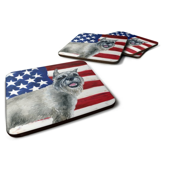 Schnauzer Patriotic Foam Coaster Set of 4