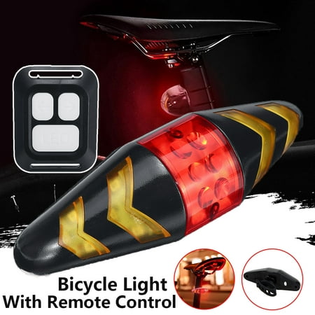 Bicycle LED Taillight Wireless Waterproof Remote Control Bike Tail Rear Safety Warning Light Lamp 5 Warning Turn Signal Mountain
