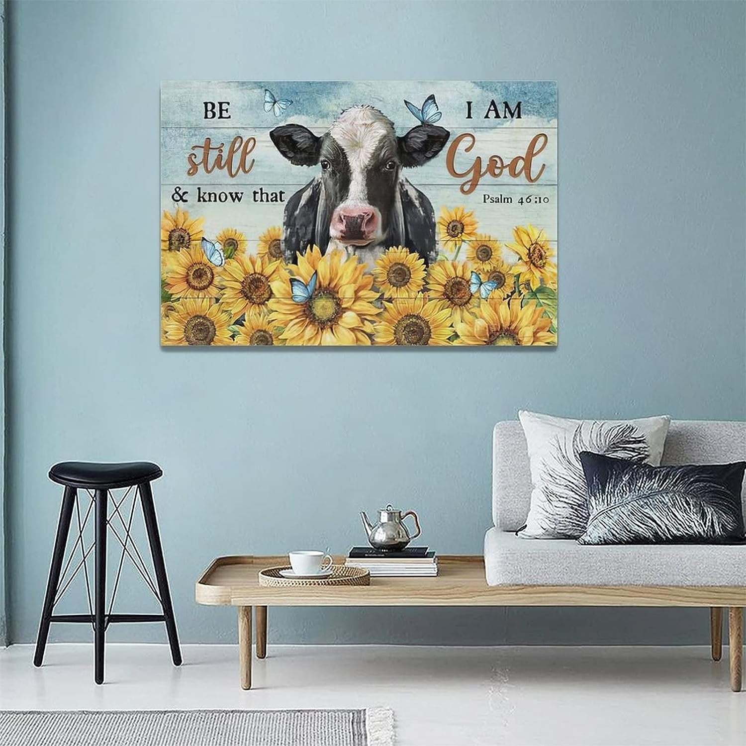 Norina Cow Sunflower Daisy Decor Wall Art Norina Country Farm Funny Cow  Floral Pictures Wall Decor Canvas Painting Prints Artwork Home Decorations  Framed for Bathroom Bedroom Kitchen 20x16 