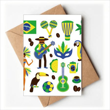 Soccer Parrot Guitar Coffee Brazil Greeting Cards You are Invited Invitations
