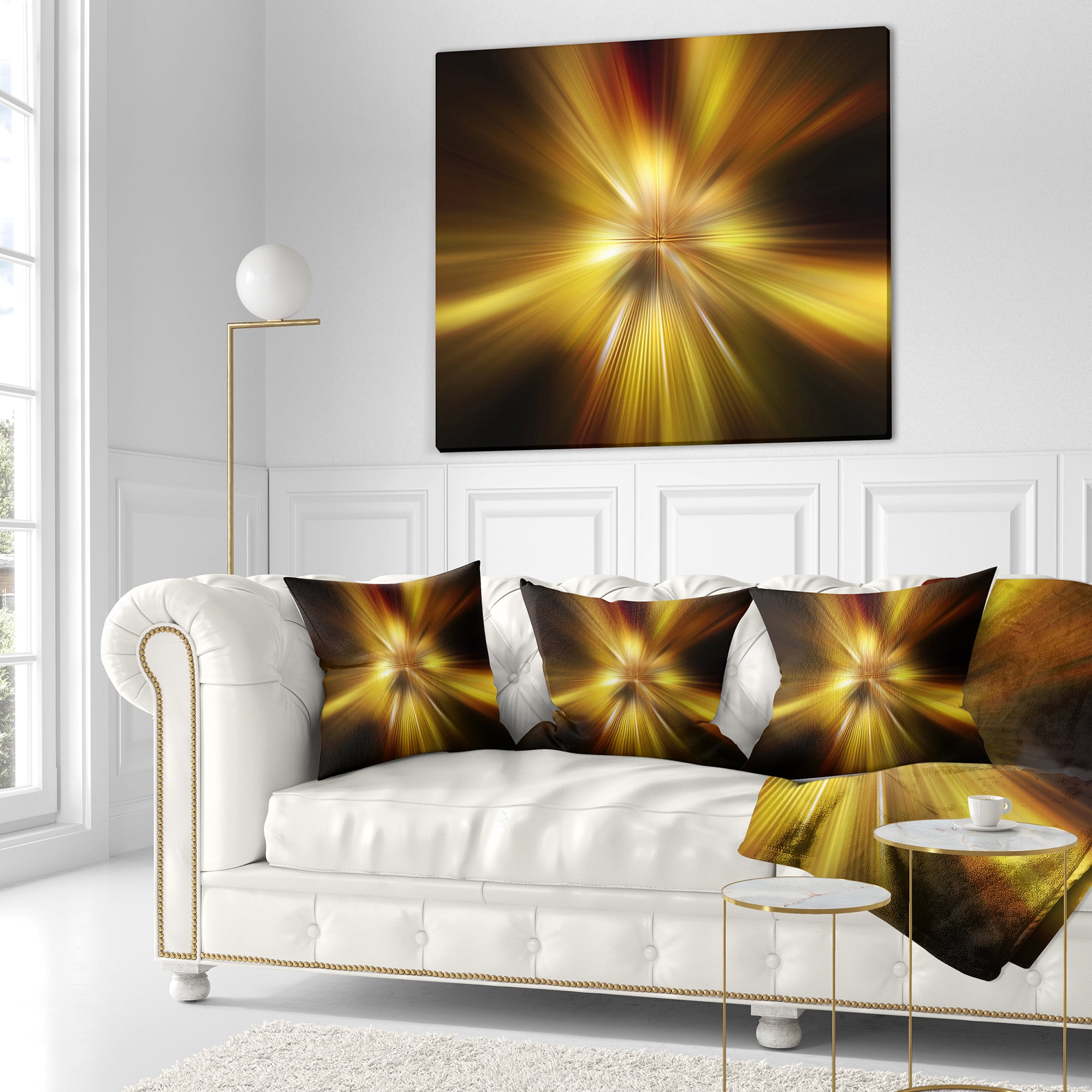 Designart Explosion of Golden Hue - Abstract Throw Pillow - 18x18