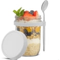 thumbnail image 2 of WWS-3-Pack Glass Overnight Oats Jars With Lids and Spoons Set (16 oz), Mason Jars for Chia Pudding, BPA-Free, Leak Proof Small Containers for Meal Prep, 2 of 4