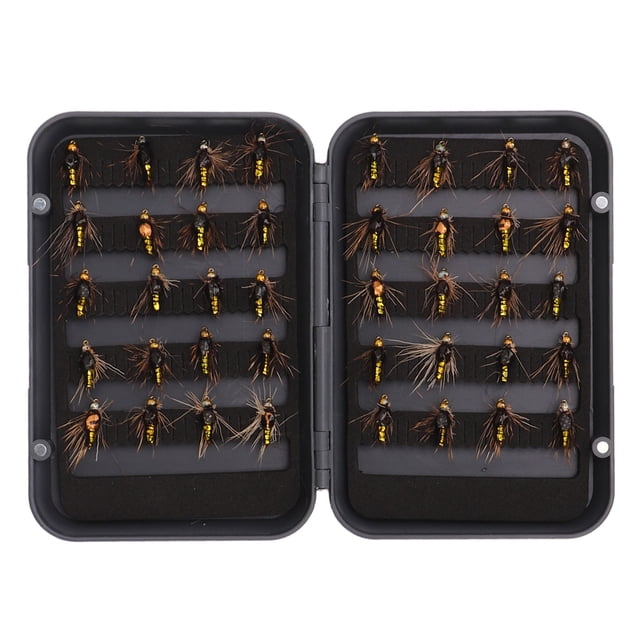 Kit surtido de moscas de pesca, 40 piezas de moscas de pesca con mosca, kit de moscas de pesca con mosca, juego de cebo de pesca elaborado por expertos