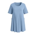thumbnail image 5 of Ashirexll Midi Dresses for Women, Casual Dresses for Women, Summer Fashion Solid Color Crew Neck Short Sleeve Pocket Knee Length Dress, 5 of 5