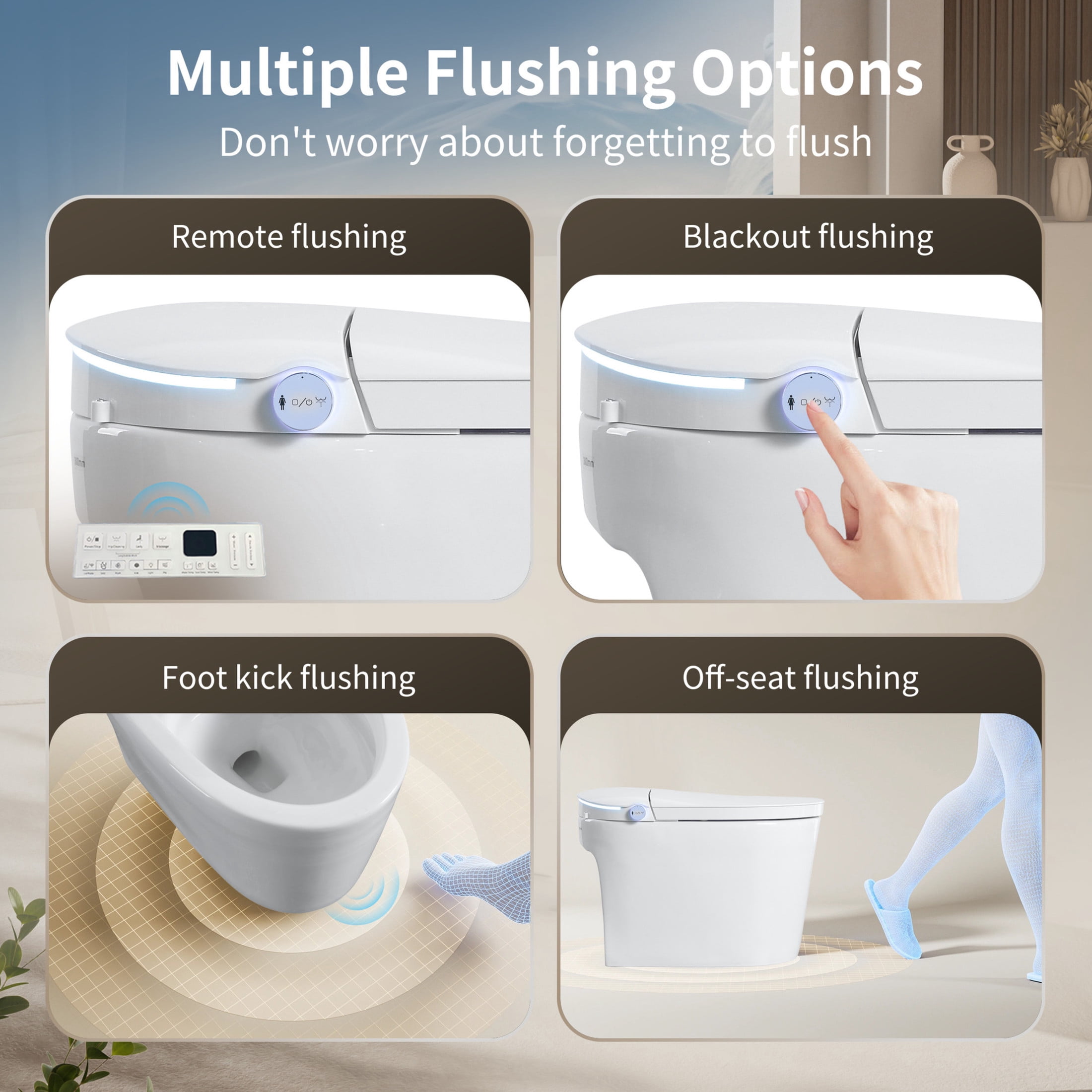Noble House One-Piece Tankless Smart Toilet with Bidet, Automatic Flush and Heated Seat & Warm Air Dryer, White