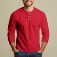 thumbnail image 6 of Lumtrix Mens Fashion Henley Shirts 3/4 Sleeve Sleeve Button Cotton Fitted T-Shirt Solid Color Soft Stylish Tee Tops Red L, 6 of 7
