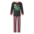 thumbnail image 2 of Michellecmm Family Matching Christmas Pajamas, LetterDinosaur Print Long-Sleeved Round Neck Tops + Plaid Pattern Trousers Sleepwear, 2 of 10