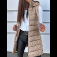 thumbnail image 4 of Chaleco para Mujer, Color Liso, Sin Mangas, con Capucha, para Invierno, Abrigo Acolchado. Caqui 4XL, 4 of 7