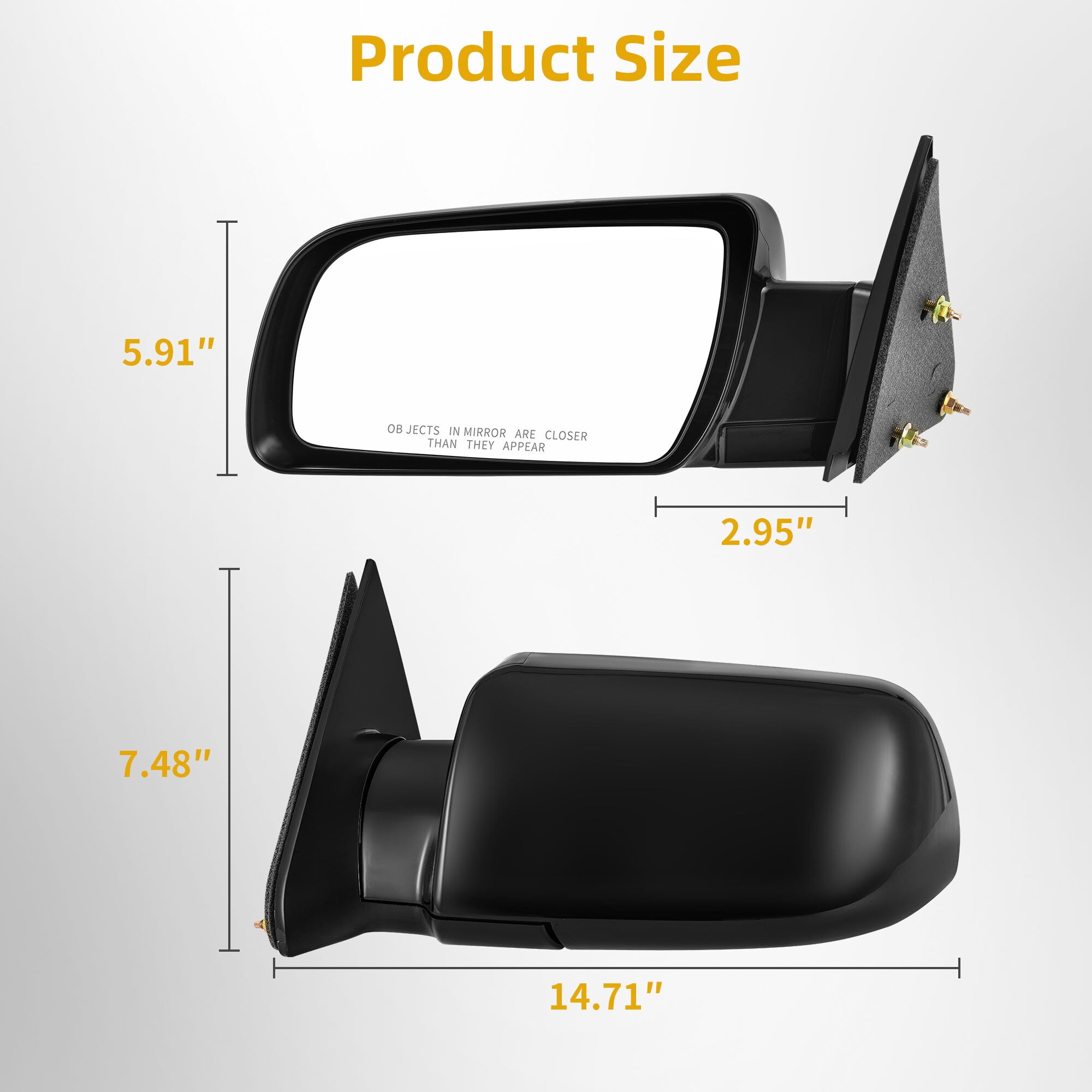 LEDKINGDOMUS Replacement Power Side Mirror Driver Left for GMC C/K 1500/2500/3500 1988-2000, Suburban 1500/2500 1992-1999, Chevy Blazer Full Size 1994, Tahoe 1995-2000,Manual Folding Adjustable Glass