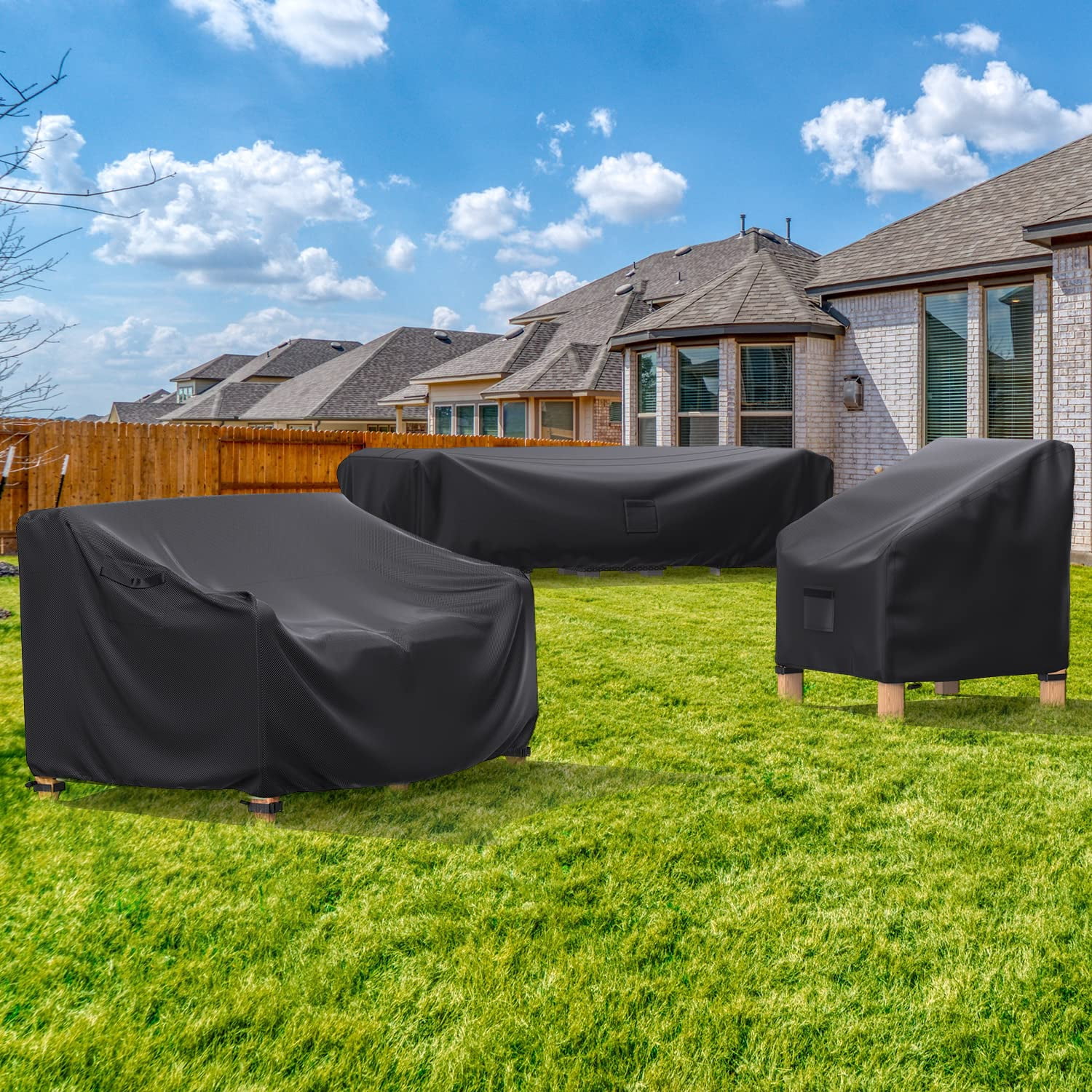 Heavy Duty Outdoor Patio Furniture Covers Waterproof Sectional Sofa Table and Chair Set Protection 108L x 82W x 28H Inches
