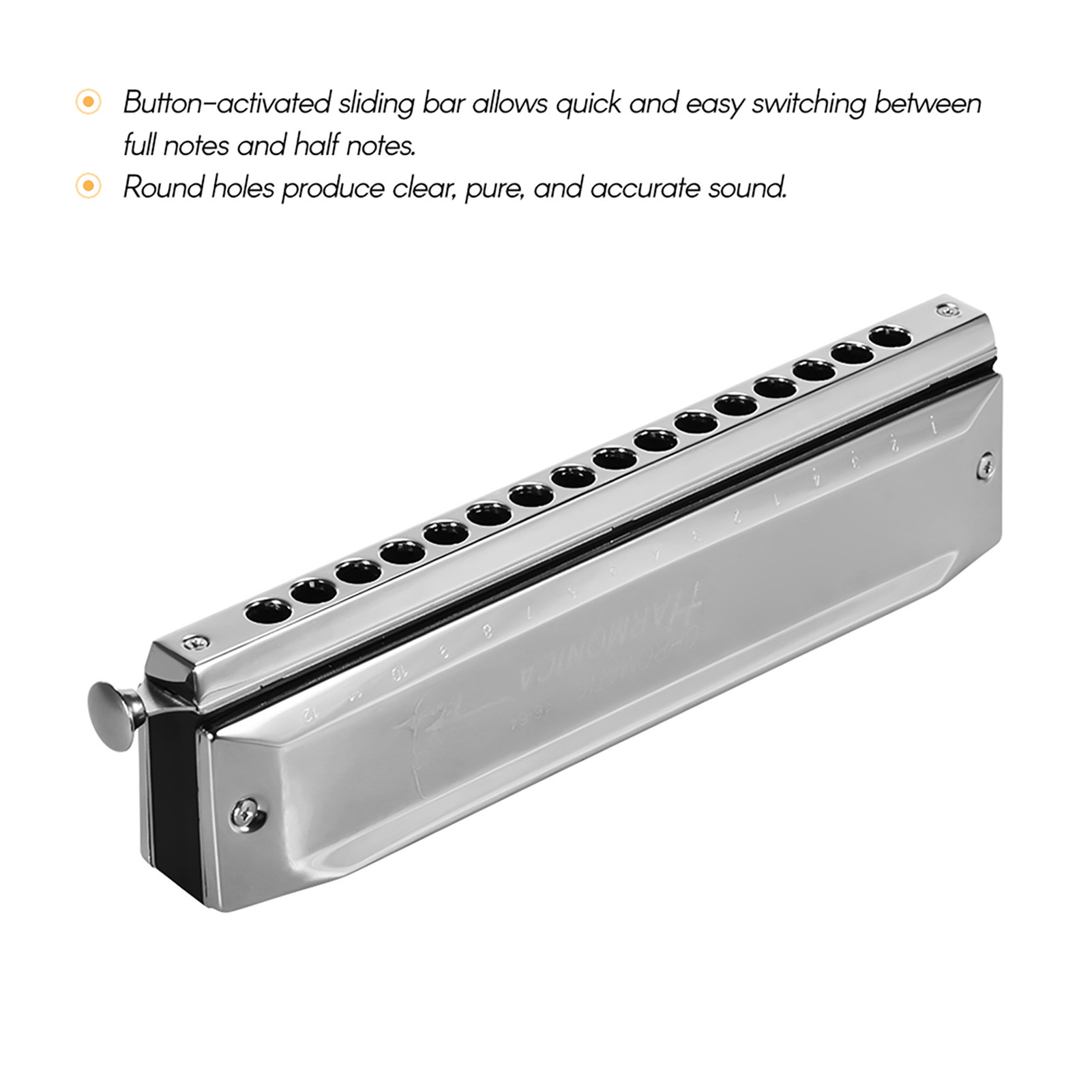 Elowen mouth organ Harmonica Swan SW-1664 16 Holes Chromatic Harmonica C Key 64 Tones Mouth Organ with Storage Case and Cleaning Cloth for Kids & Adults