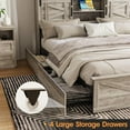 thumbnail image 5 of Vabches Twin Size Bed Frame with 4 Drawers, Metal Platform Bed with LED Lights, Charging Station and Bookcase Headboard, No Box Spring Needed, 5 of 7