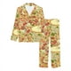 thumbnail image 3 of Conjunto de pijama largo para mujer con estampado de pizza de fondo, 3 of 4