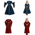 Children Medieval Dress With Trumpet Sleeves, Children Medieval Dress