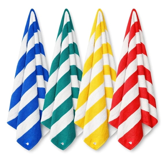 Beach Towels 4 Pack Cotton - Soft Absorbent Face Towels, Multicolor Wash Cloths for Beach & Pool by Springfield Linen