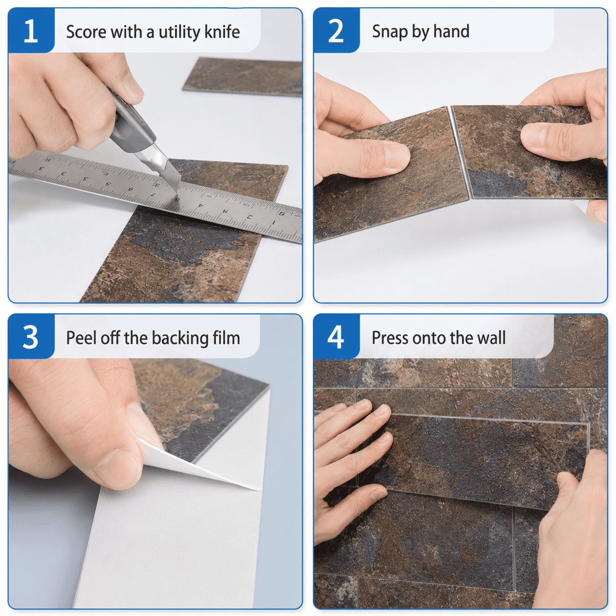 Yeslife 102-Pack Peel and Stick Backsplash Tile, 3" x 6" Rust Slate PVC Waterproof Subway Wall Tiles for Kitchen & Bathroom, 12.75 Sq Ft