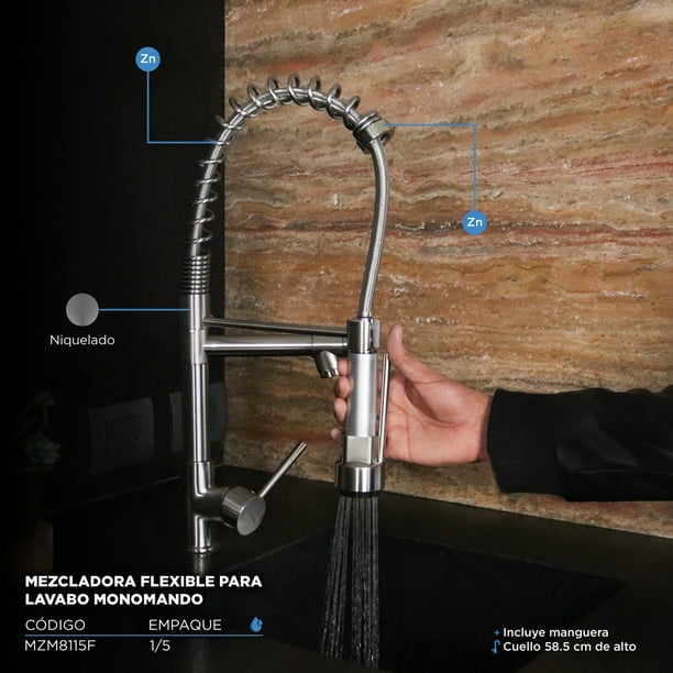 Mezcladora Flexible Monomando CNX Niquelado MZM8115F Bodega