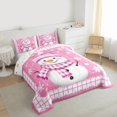 thumbnail image 3 of Feelyou Kawaii Pink Snowman Bedding Comforter Set for Teens, Christmas Snowflake Print Twin Comforter Sets, Fashion Buffalo Reversible Bedding Set, Breathable Home Decor, 2pcs, 3 of 8