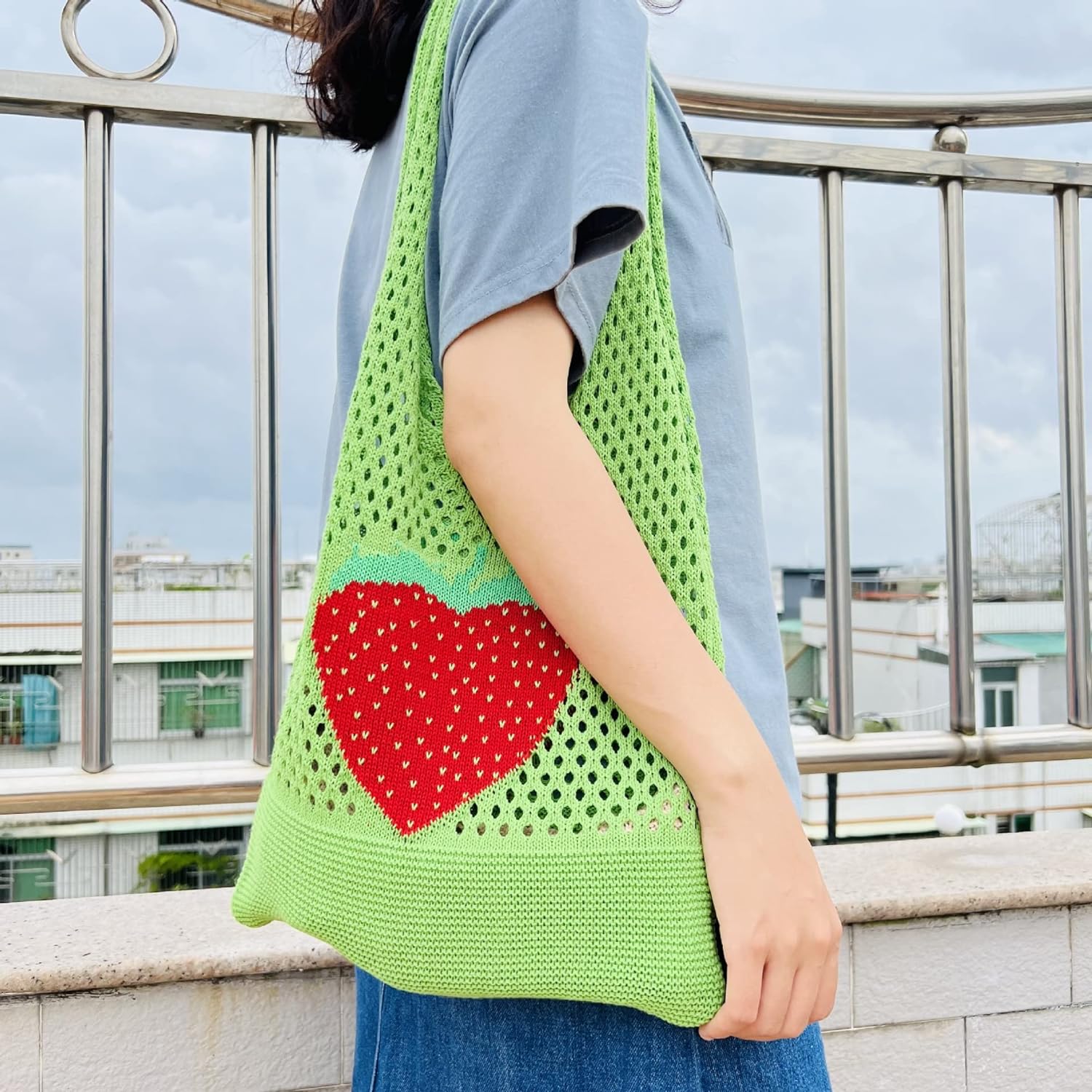 Kukuzhu Crochet Tote Bag Aesthetic Tote Bag Aesthetic Y2k Tote Bag Aesthetic Y2k Cute Tote Bags Aesthetic