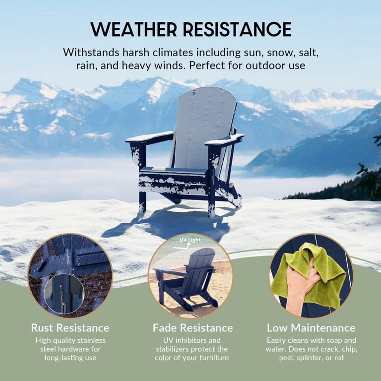 WestinTrends Malibu Outdoor Folding HDPE Adirondack Chair, Weather