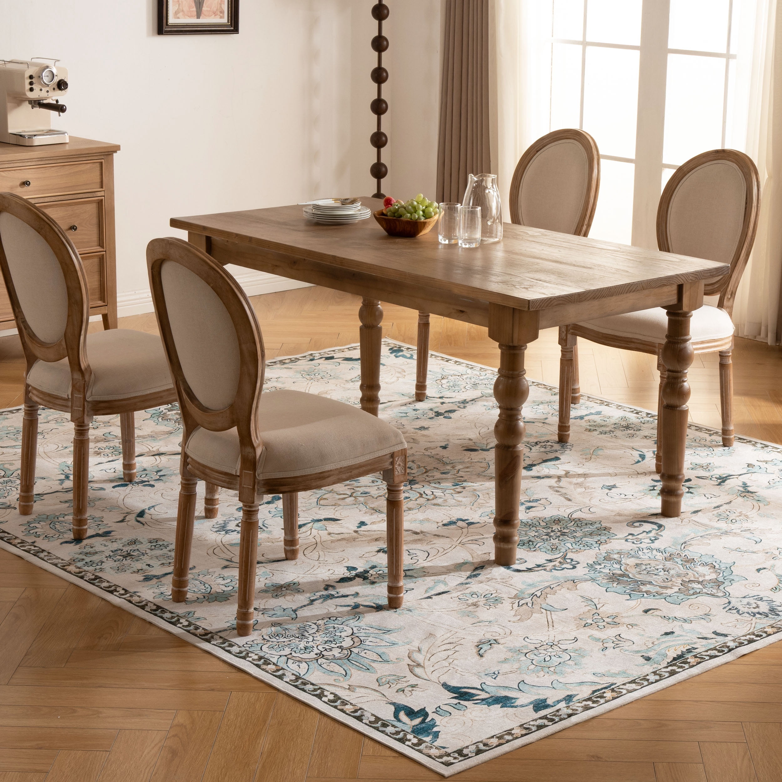 Sage Green Rugs 8x10 for Living Room Soft Non-Slip, Large Vintage Floral Area Rug Retro Tribal Farmhouse Stain Resistant Carpet for Bedroom Dining Room Office Guest Room