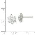 thumbnail image 3 of 925 Sterling Silver CZ Flower Post Earrings; for Adults and Teens; for Women and Men, 3 of 3