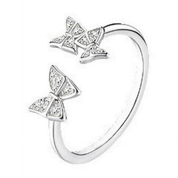 APIPEE Women 925 Sterling Silver Three Butterfly Cubic Zirconia Thumb Ring Stress Anxiety Rings Women's Jewelry Lady Birthday Mother's Day Gifts