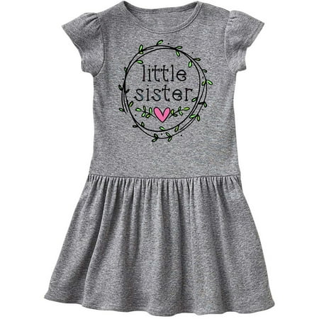 

Inktastic Little Sister Leaves Circle Heart Gift Toddler Girl Dress