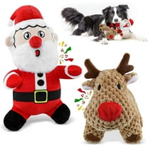 Pet Deluxe Christmas Dog Toys Large 2 Pack Squeaky Plush Stuffed Dog Toys for Large Dogs Tough Chew Big Dog Toys for Puppy Small Medium Large Breeds