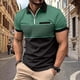 thumbnail image 1 of pstuiky camisetas para hombre, Blusa de manga corta con cuello vuelto, versátil, con cremallera y rayas para hombre camisetas de hombre l, 1 of 3