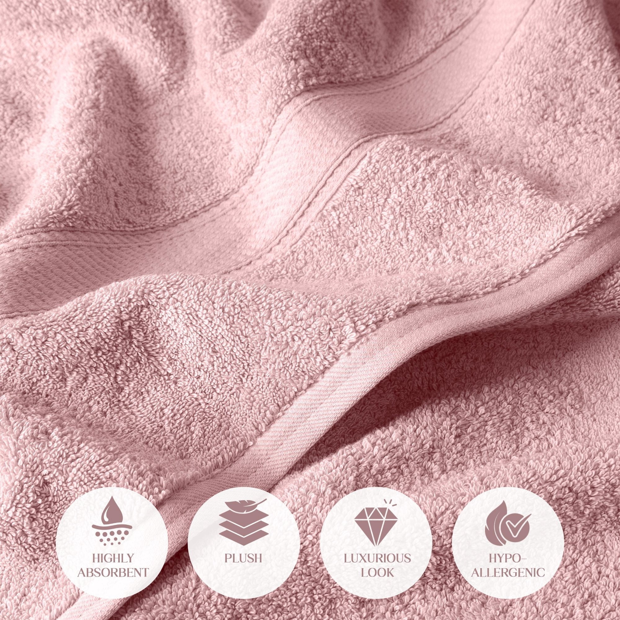 Superior Madeline Egyptian Cotton Ultra-Plush 12-Piece Towel Set, Tea Rose