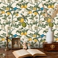 thumbnail image 2 of Chinoiserie Peel and Stick Wallpaper Lemon Tree Hummingbirds Floral Elements Vintage Style Wall Mural 23.6in x 9.8ft Self Adhesive Removable Wall Paper Renter Friendly Wallpaper for Bedroom, 2 of 8