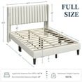 thumbnail image 3 of Yaheetech Upholstered Platform Bed Frame with Channel Tufted Headboard, Full, Ivory, 3 of 6
