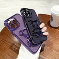 thumbnail image 4 of Electroplated 3D Bear for iPhone 15 Pro Max Case for Women Glitter Floating Liquid Quicksand Case with Camera Protector Slim Shockproof Full Body Protective Case (Black), 4 of 11