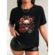 thumbnail image 1 of Playera Deportiva Manga Corta Mujer Dry-FitFloral & Skull Print Casual T-Shirt, Short Sleeves Round Neck Stretchy Sports Tee, Halloween Women's TopsFather's Day, Mother's Day, New Year, Spring Festi, 1 of 8
