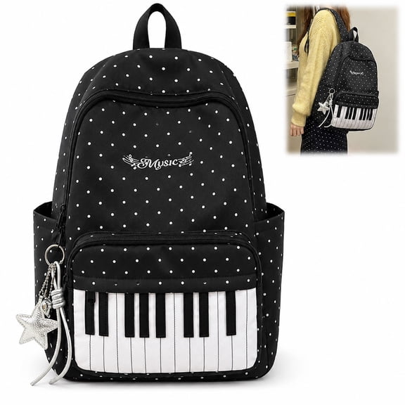 Piano Backpack,Whimsical Twee Backpack,Cute Bookbag Medium Daypack Supplies