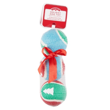Holiday Time Holiday Dog Toy Tennis Balls, 3 Pack