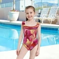 thumbnail image 4 of Girls Ruffle One Piece Swimsuit, Stretchy Fabric for Beach & Pool Activities An Acrylic Painting, 4 of 8