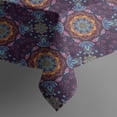 thumbnail image 6 of Purple Circular Floral Pattern Rectangle Tablecloth 60"x120",Waterproof Polyester Rectangle Table Cloth, Wipeable Spillproof Polyester Tablecloth for Dining, Camping, Indoor and Outdoor, 6 of 6