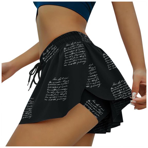 Jean Shorts for Women Culottes Fashion Drawstring Womens Bermuda Shorts,Black,L