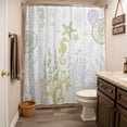 thumbnail image 5 of Xipuska Coastal Shower Curtain - Water Repellent Fabric Shower Curtains Washable, Yellow-green Ocean Coral Starfish Jellyfish Decorative Polyester Cloth Bathroom Curtains Modern Bath Decor 72"x72", 5 of 6