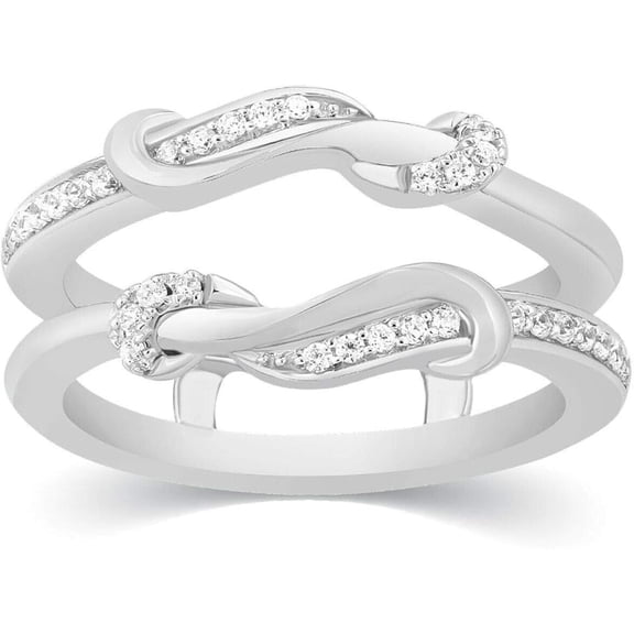 Engagement Wrap Wedding Enhancer Band Guard Ring for Women Round Cut White Moissanite Diamond 925 Sterling Silver 14K White Gold Over