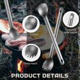 thumbnail image 4 of 4 Pieces Titanium Long Handle Spork And Spoon Ultralight Portable Flatware For Outdoor Camping Back, 4 of 5